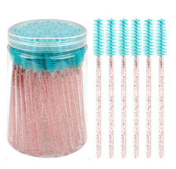 Factory Disposable 100pcs/barrel Glitter Crystal Handle Eyelash Mascara Wand Spoolies Brush Eyebrow Makeup Brush Applicator