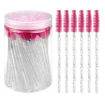 Factory Disposable 100pcs/barrel Glitter Crystal Handle Eyelash Mascara Wand Spoolies Brush Eyebrow Makeup Brush Applicator