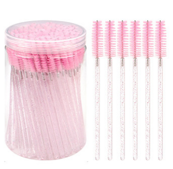 Factory Disposable 100pcs/barrel Glitter Crystal Handle Eyelash Mascara Wand Spoolies Brush Eyebrow Makeup Brush Applicator