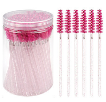 Factory Disposable 100pcs/barrel Glitter Crystal Handle Eyelash Mascara Wand Spoolies Brush Eyebrow Makeup Brush Applicator