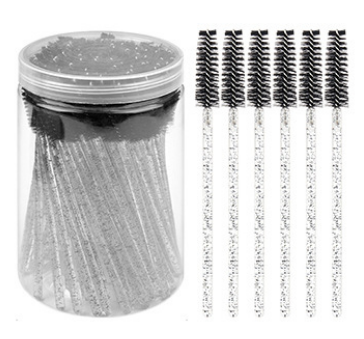 Factory Disposable 100pcs/barrel Glitter Crystal Handle Eyelash Mascara Wand Spoolies Brush Eyebrow Makeup Brush Applicator
