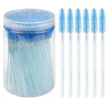 Factory Disposable 100pcs/barrel Glitter Crystal Handle Eyelash Mascara Wand Spoolies Brush Eyebrow Makeup Brush Applicator