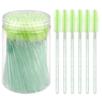 Factory Disposable 100pcs/barrel Glitter Crystal Handle Eyelash Mascara Wand Spoolies Brush Eyebrow Makeup Brush Applicator