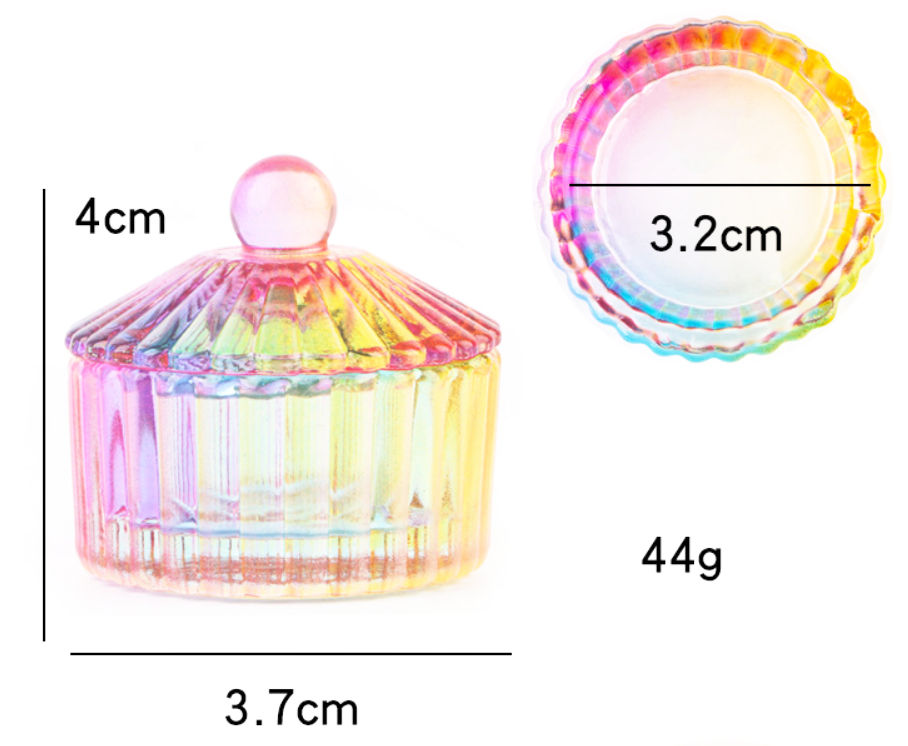 Glass Nail Dappen Dish with Lid Nail Powder Liquid Holder Jar Glass Crystal Bowl Cup for Nail Art Accessories