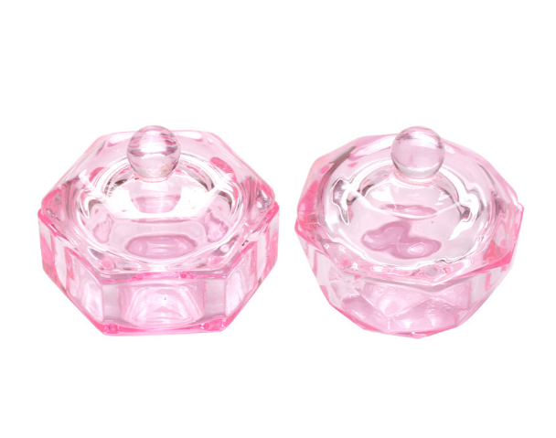 Glass Nail Dappen Dish with Lid Nail Powder Liquid Holder Jar Glass Crystal Bowl Cup for Nail Art Accessories