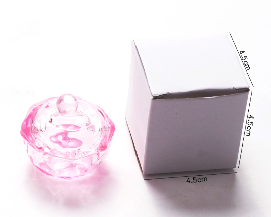 Glass Nail Dappen Dish with Lid Nail Powder Liquid Holder Jar Glass Crystal Bowl Cup for Nail Art Accessories