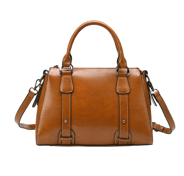 Women's Luxury 2025 New Genuine Leather Waterproof Boston Crossbody Shoulder Bags Soft Handle Zipper Closure Large Capacity