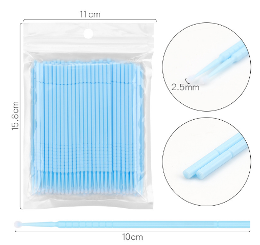 100pcs Disposable Lash Cotton Soft Swab Applicators for Eyelash Extensions Tool Mascara Micro Fiber Swab Brush Wands