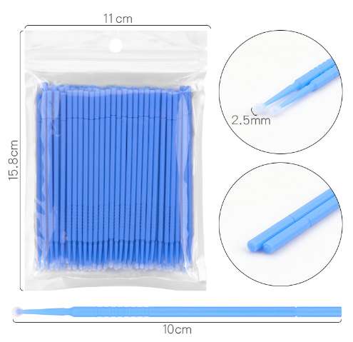 100pcs Disposable Lash Cotton Soft Swab Applicators for Eyelash Extensions Tool Mascara Micro Fiber Swab Brush Wands