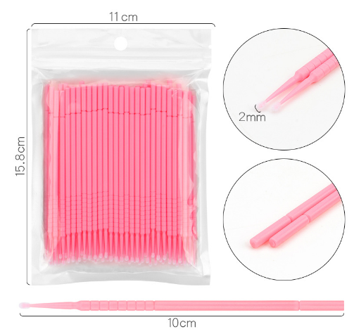 100pcs Disposable Lash Cotton Soft Swab Applicators for Eyelash Extensions Tool Mascara Micro Fiber Swab Brush Wands