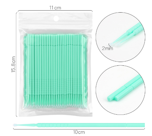 100pcs Disposable Lash Cotton Soft Swab Applicators for Eyelash Extensions Tool Mascara Micro Fiber Swab Brush Wands