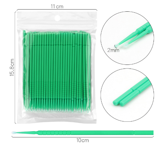 100pcs Disposable Lash Cotton Soft Swab Applicators for Eyelash Extensions Tool Mascara Micro Fiber Swab Brush Wands