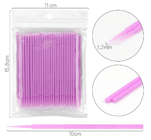 100pcs Disposable Lash Cotton Soft Swab Applicators for Eyelash Extensions Tool Mascara Micro Fiber Swab Brush Wands