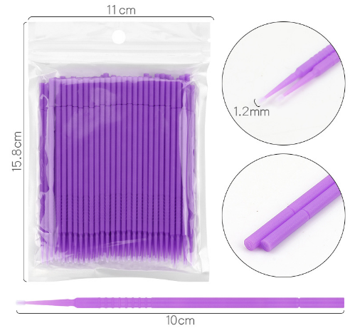 100pcs Disposable Lash Cotton Soft Swab Applicators for Eyelash Extensions Tool Mascara Micro Fiber Swab Brush Wands