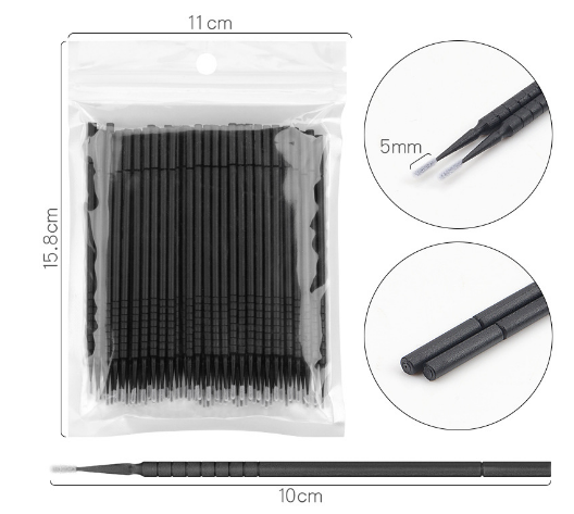 100pcs Disposable Lash Cotton Soft Swab Applicators for Eyelash Extensions Tool Mascara Micro Fiber Swab Brush Wands