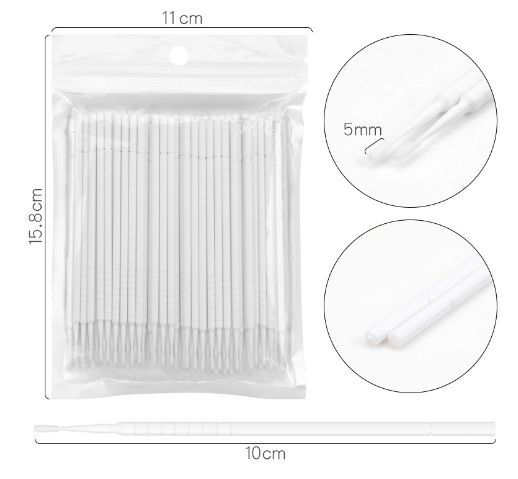 100pcs Disposable Lash Cotton Soft Swab Applicators for Eyelash Extensions Tool Mascara Micro Fiber Swab Brush Wands