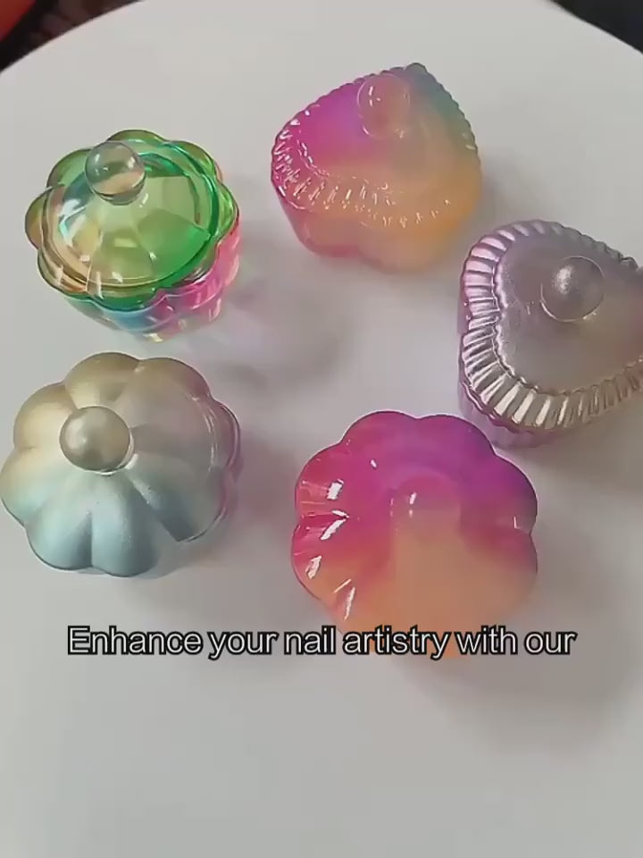 Glass Nail Dappen Dish with Lid Nail Powder Liquid Holder Jar Glass Crystal Bowl Cup for Nail Art Accessories