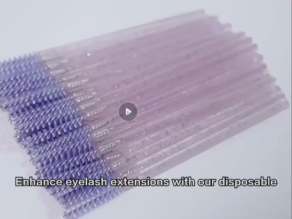 50pcs/pack Disposable Skinny Glitter Handle Eyelash Spoolie Brush Private Label Lash Extension Mascara Wand Eyelash Makeup Brush