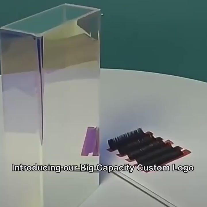 Big Capacity Custom logo Lash Tile with Lid Acrylic Lash Plate with Cover Grafting Eyelash Storage Box Holder